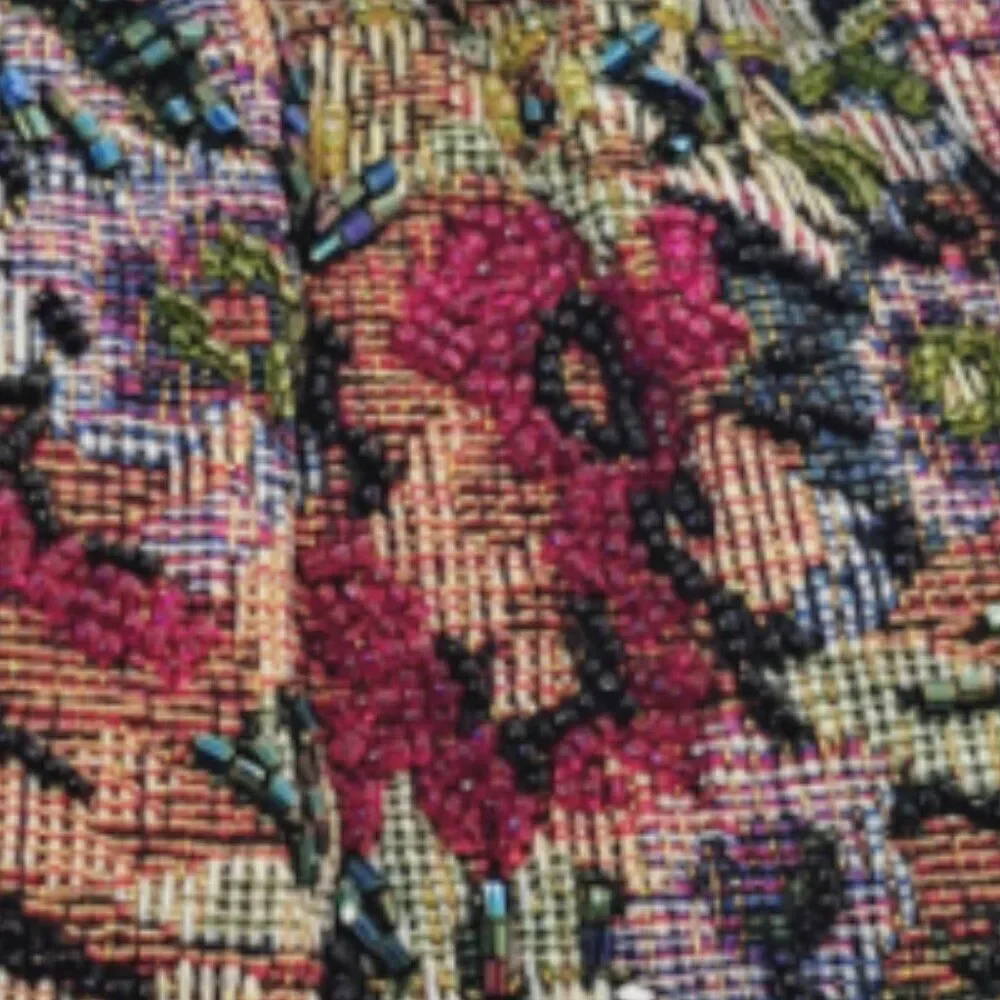 Women's Vintage Tapestry Beaded Floral Multi Color Bag Purse Kiss Lock